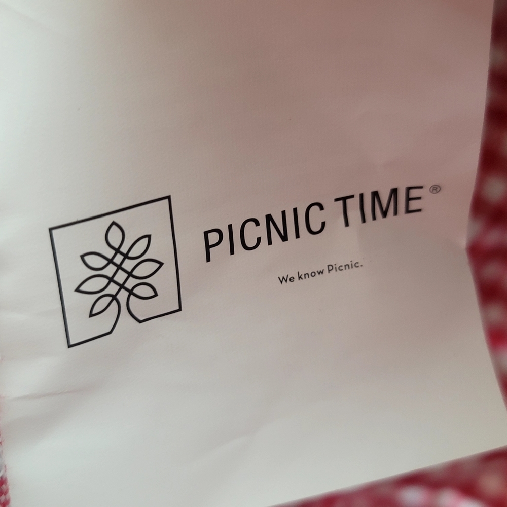 ​Picnic Time Wicker Picnic Basket Vintage  Red & White Gingham Liner Cottagecore - Picture 10 of 16